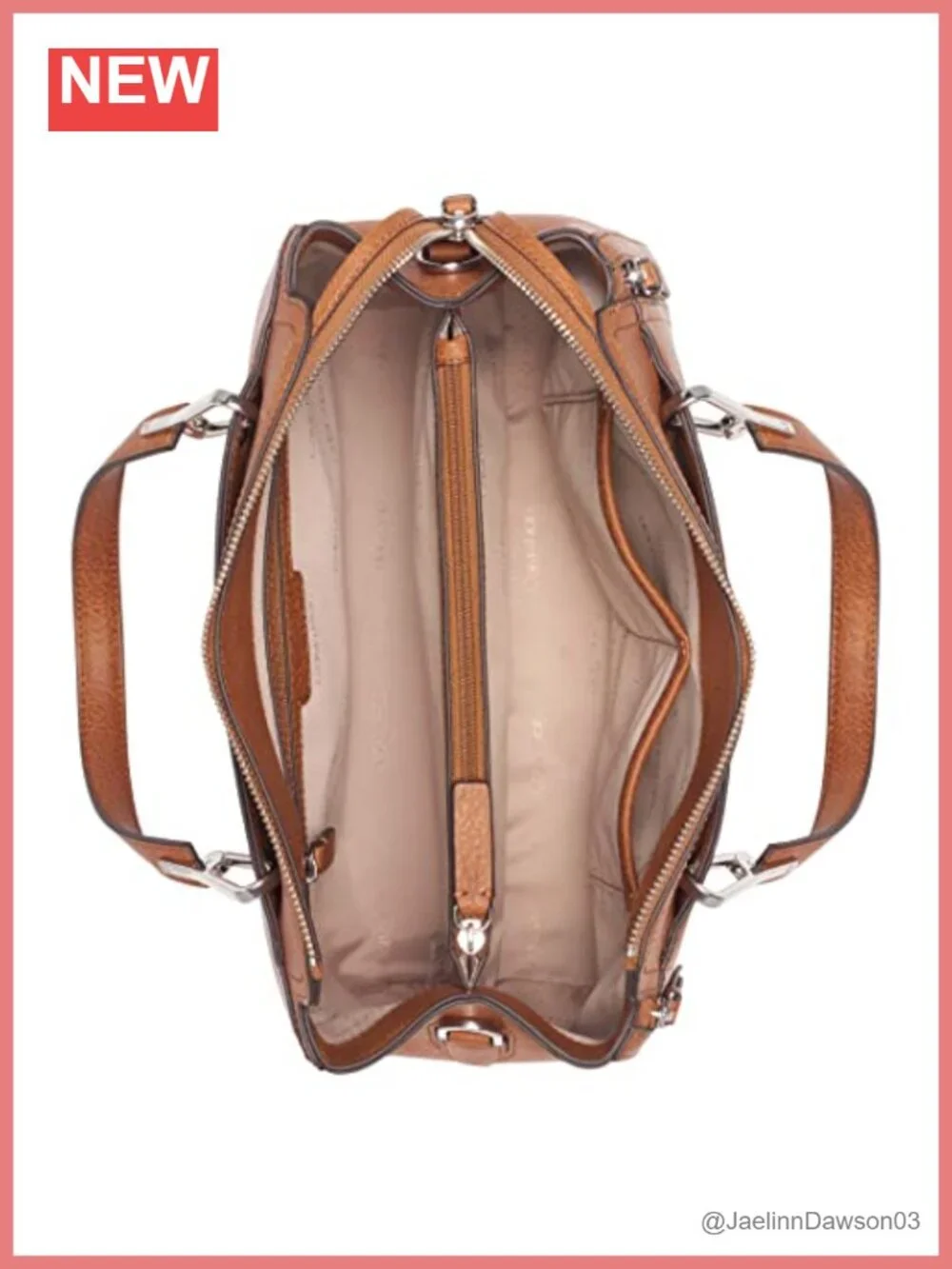Vegan Leather Satchel Crossbody Bag with Zip Pouch and Adjustable Strap